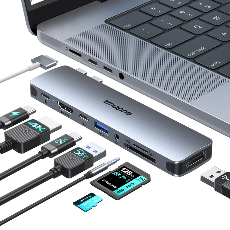 USB C Adapter for MacBook Pro, MacBook Air Adapter Multiport Accessories, 8 IN 2 Mac USB Adaptor with 4K HDMI, Thunderbolt 3, USB 3.0, USB 2.0, SD/TF, USB C Hub for MacBook Pro Air 2024/2023