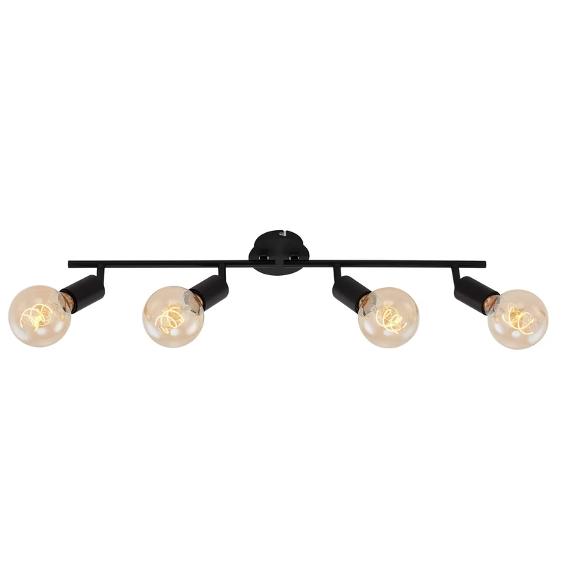 Briloner Leuchten 2868-045 Spotlight, 4-Headed Ceiling Light, Retro/Vintage, Swiveling and Rotating Spotlights, 4X E27, Max. 60W, Metal, Black