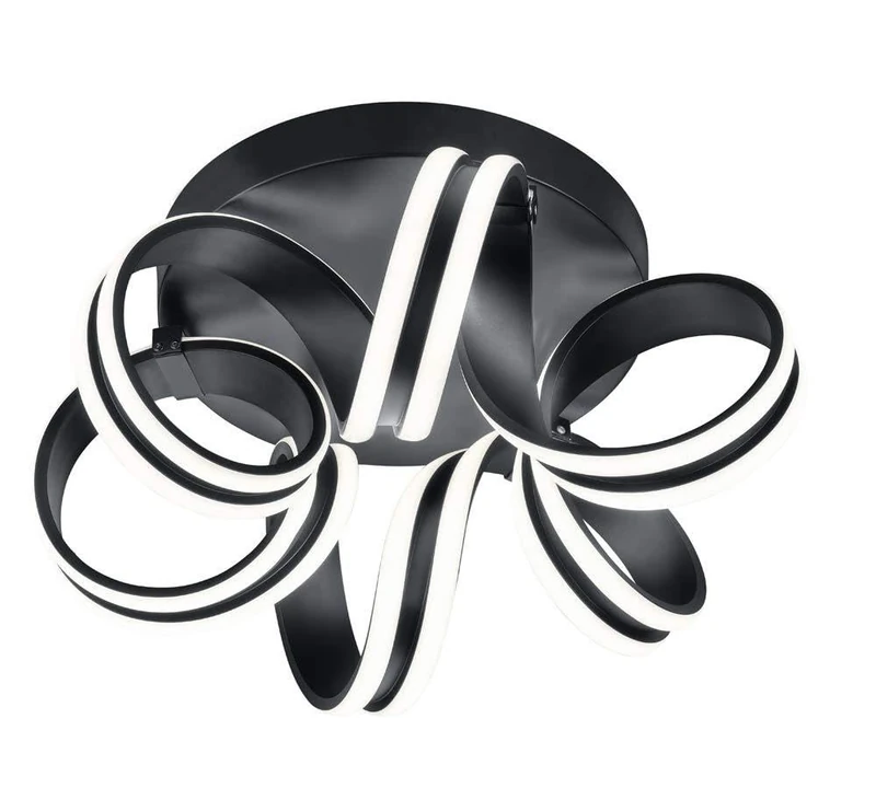 Trio Leuchten Carrera 625010132 LED Ceiling Light Metal Matte Black with 38 Watt LED Switch Dimmer