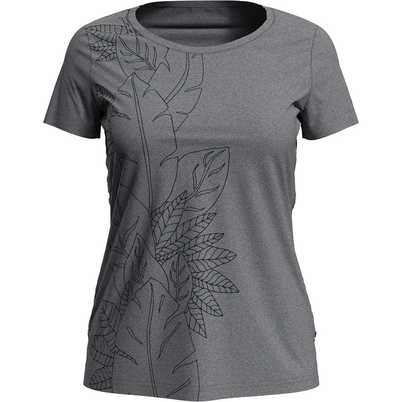 Odlo Women's Concord Element Short Sleeve Shirt, Grey Melange Flower Leaf Print, SS20, XS