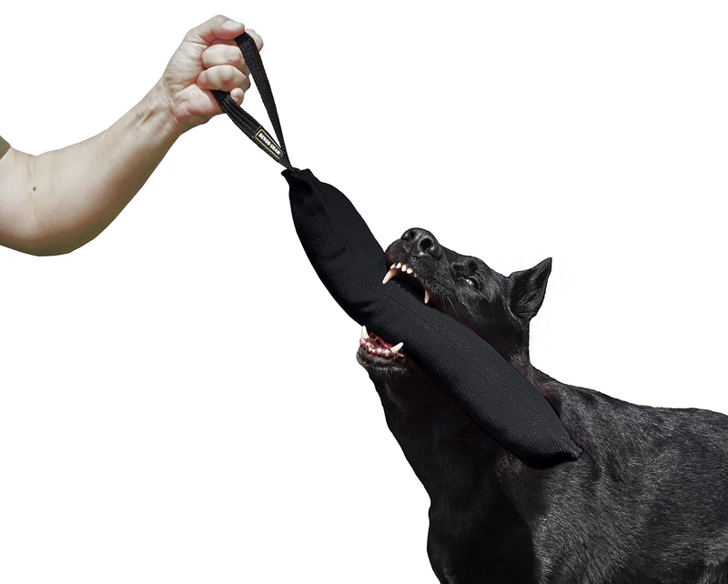 DINGO GEAR Nylcot Bite Tug for Dog Training K9 IGP & Fun, 1 Handle, Black 45 x 8 cm - Image 1