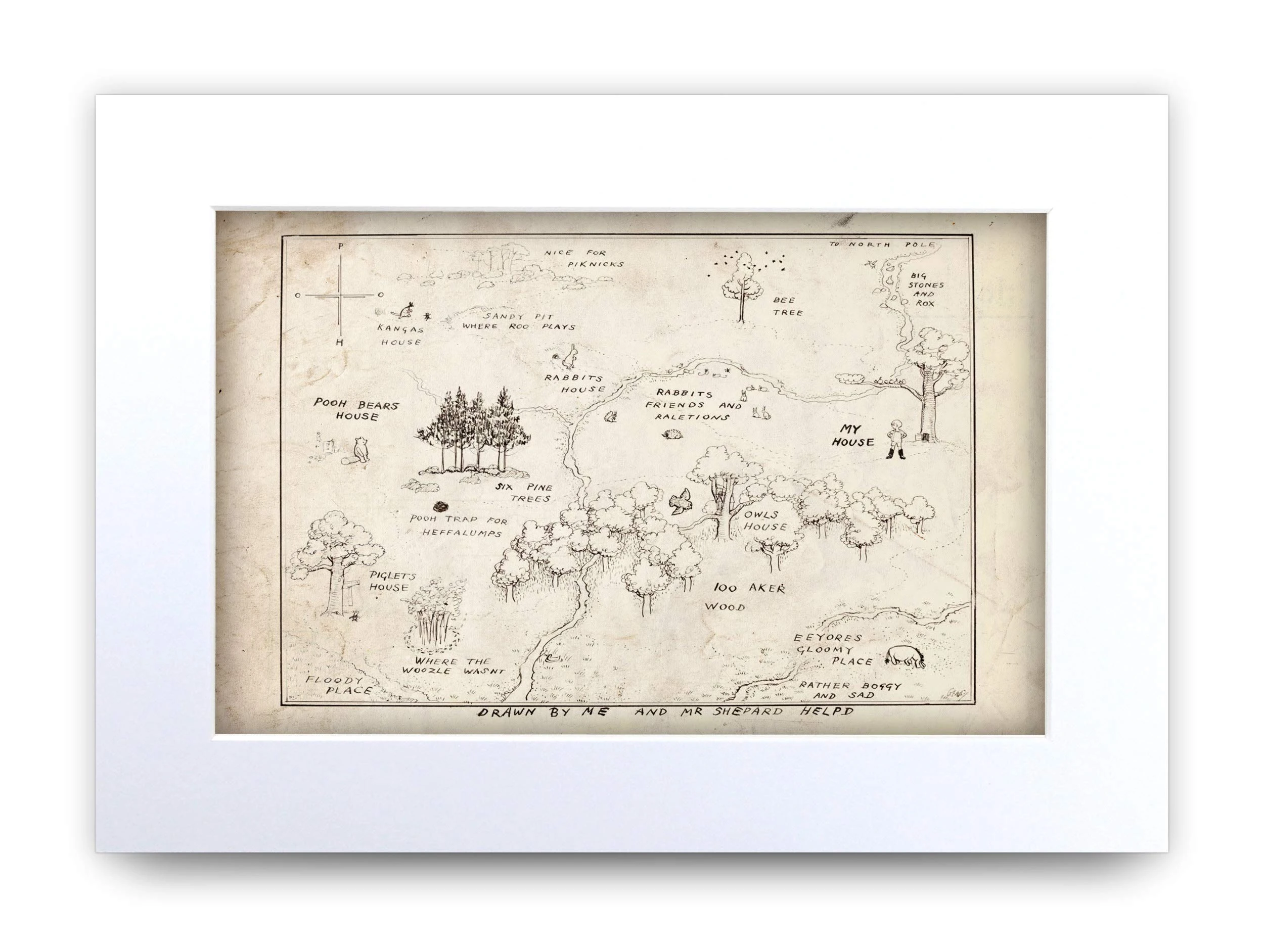 HWC Trading Winnie the Pooh Map A4 Printed 100 Aker Wood Nursery Print Baby Shower Room Gifts New Born Bedroom Gift Print Photo Picture Display