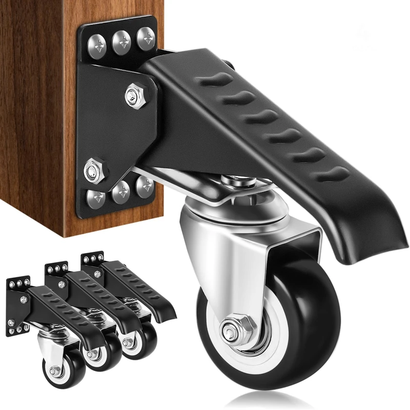 SPACECARE Workbench Casters, Heavy Duty Retractable, 800Lbs Capacity, Set of 4, Steel & Urethane, Swivel, Retractable Height Adjustment, 360-Degree Swivel