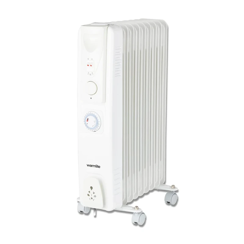 Warmlite WL43004YTW 2000W 9-Fin Oil Filled Radiator with 3 Power Settings and Adjustable Timer, White