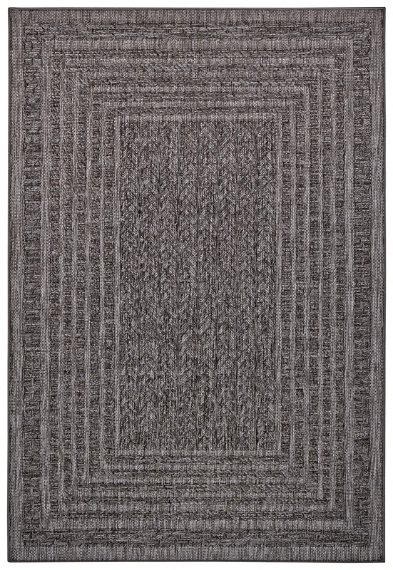 NORTHRUGS Limonero Indoor and Outdoor Rug 120 x 170 cm - Flat Weave Sisal Look Scandi Design Weatherproof for Balcony Patio Conservatory Kitchen Bath Mat Living Room Rug Waterproof in Dark Grey