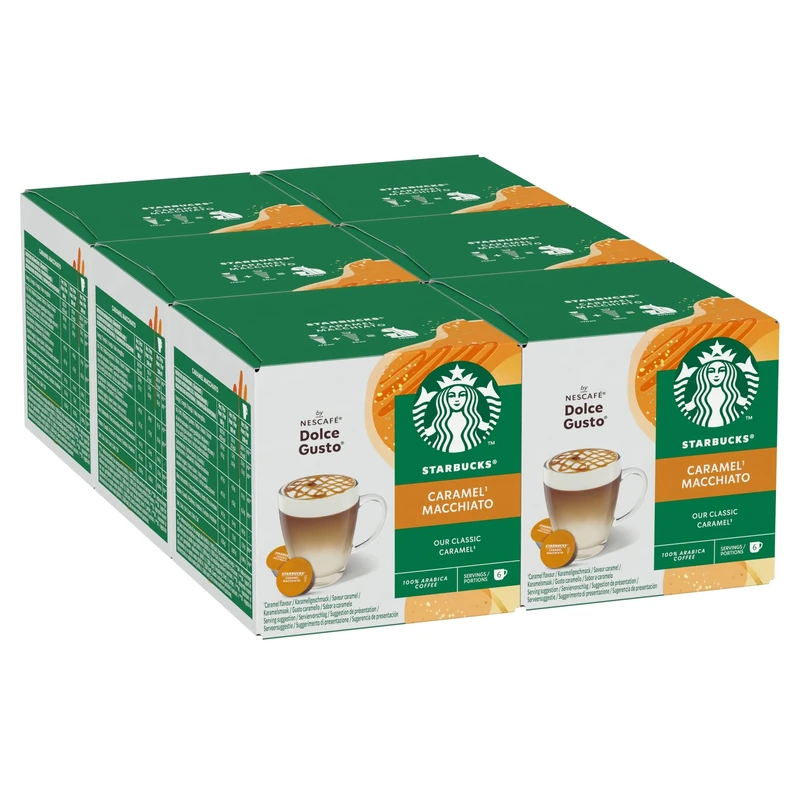STARBUCKS Caramel Macchiato by NESCAFÉ Dolce Gusto, 72 Caramel Macchiato Coffee Pods (6 packs), Flavoured Coffee
