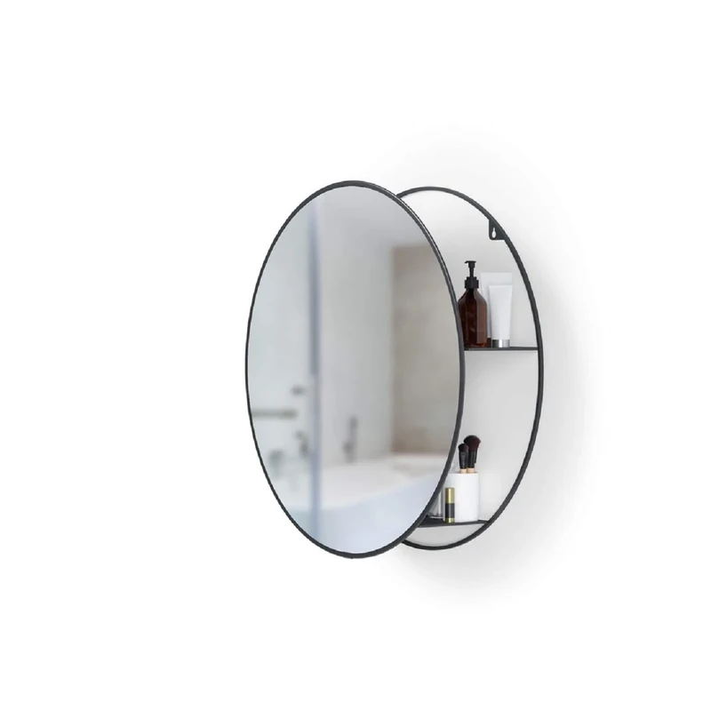 Umbra Cirko Mirror & Storage Unit, Vanity Mirror, Bathroom Mirror, Wall Mirror, Entryway Organizer 1013194-040