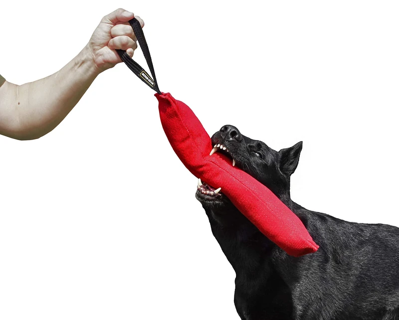 DINGO GEAR Nylcot Bite Tug for Dog Training K9 IGP & Fun, 1 Handle, Red 45 x 8 cm