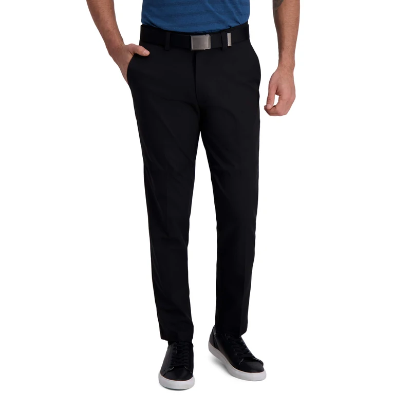 Haggar Men's PLN SLD HTR Pant Casual, Black, 33W x 32L - Image 1