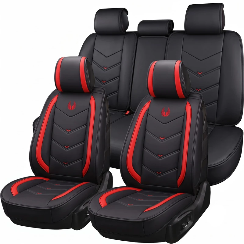 OASIS AUTO Universal Car Seat Covers OS-009. PU Leather Full Set Waterproof seat Cushion. Automobile seat Cover That Fit Most Car and SUV(Honda Toyota Nissan Hyundai Jeep.)