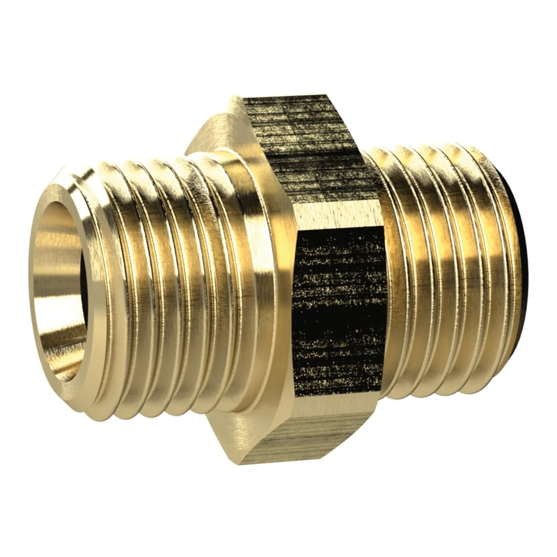 Double thread nipple, G 3 a, G 3 a, SW 95, brass, working pressure max. 25 bar, operating temp. Max. 150°C