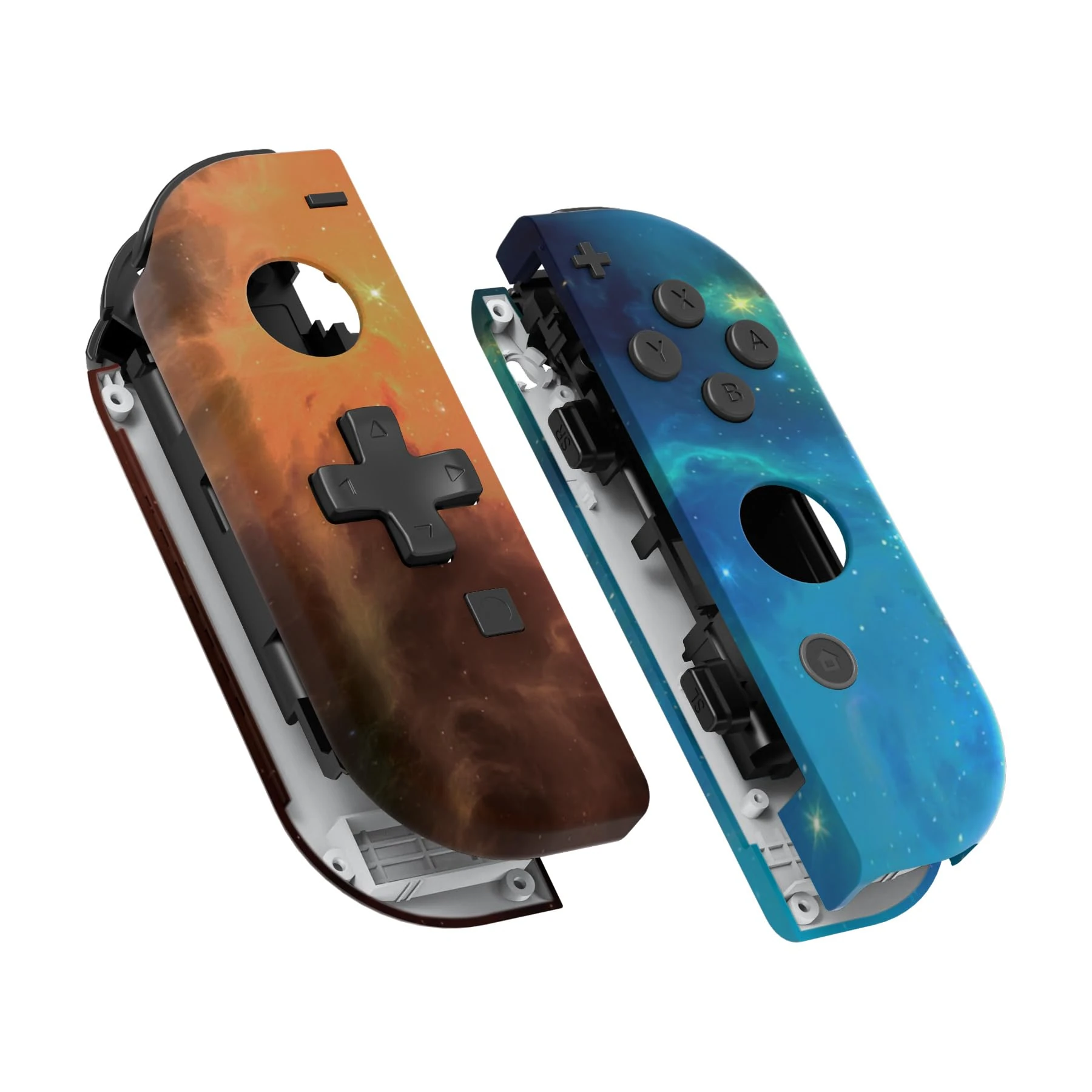 eXtremeRate Orange Star Universe Soft Touch Joy con Handheld Controller Housing (D-Pad Version) with Full Set Buttons, DIY Replacement Shell for Nintendo Switch Joycon & Switch OLED Joy con