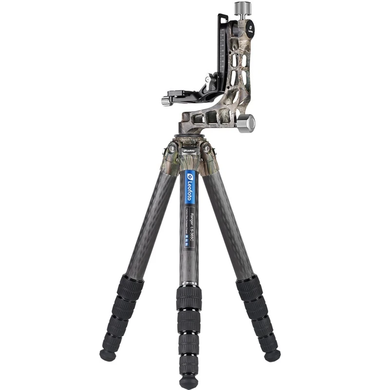 Leofoto - Ranger - Carbon Tripod with Swing Head - Ideal for Sports, Nature and Wildlife Photography - LS-365C+PG-1 - Camo