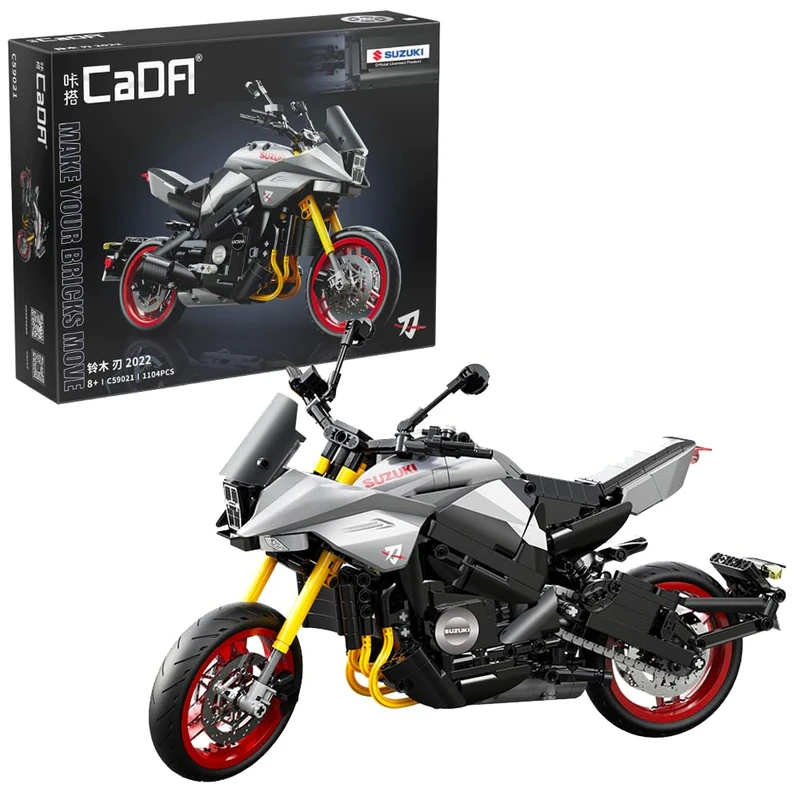 CADA - Suzuki CATANA 2022 - Construction Set - Road Bike - Grey - Black -1104 Pieces - + 8 Years - Scale 1:6 (DEQUBE 927DE59021)