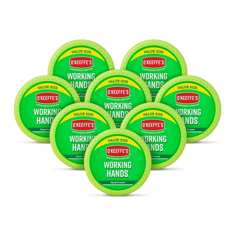 O'Keeffe's Working Hands Value Size Jar 193g (8 Pack) - Hand Cream for Extremely Dry, Cracked Hands | Instantly Boosts Moisture Levels, Creates a Protective Layer & Prevents Moisture Loss