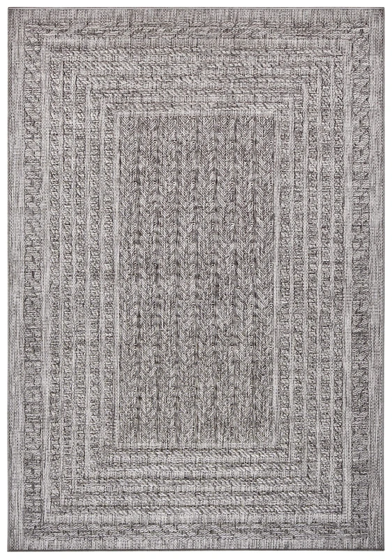 NORTHRUGS Limonero Outdoor Rug 160 x 230 cm - Flat Weave Sisal Look Scandi Design Weatherproof for Balcony Patio Conservatory Kitchen Bath Mat Living Room Rug Waterproof in Light Grey, Polypropylene