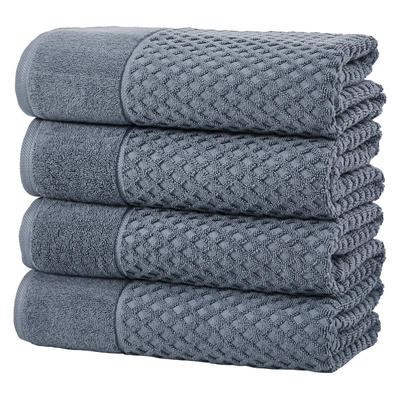 Great Bay Home Blue Bath Towels - 100% Cotton 4 Pack 54x27 Bath Towel Set - Absorbent, Durable, Quick-Dry Towels for Bathroom - Low-Twist, Two-Ply Decorative Towels (Blue)