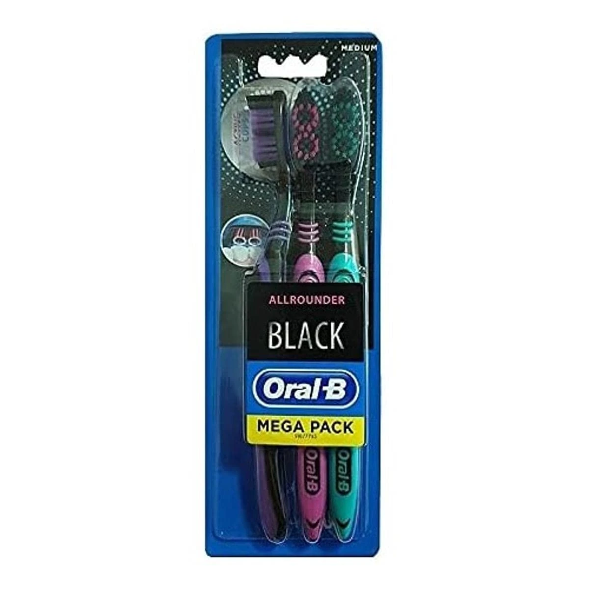 Oral-B Manual Toothbrushes Allrounder Black, Medium, Pack of 3