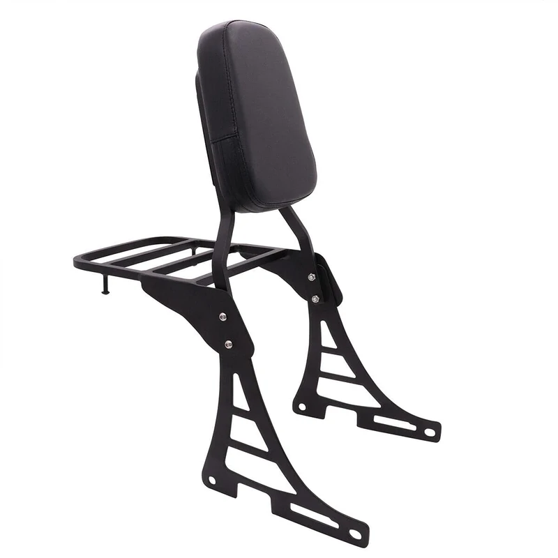 Sissy Bar Backrest + Luggage Rack For Harley-Davidson Sportster XL 883 1200 Nightster Forty Eight 2004-2013 (Black)