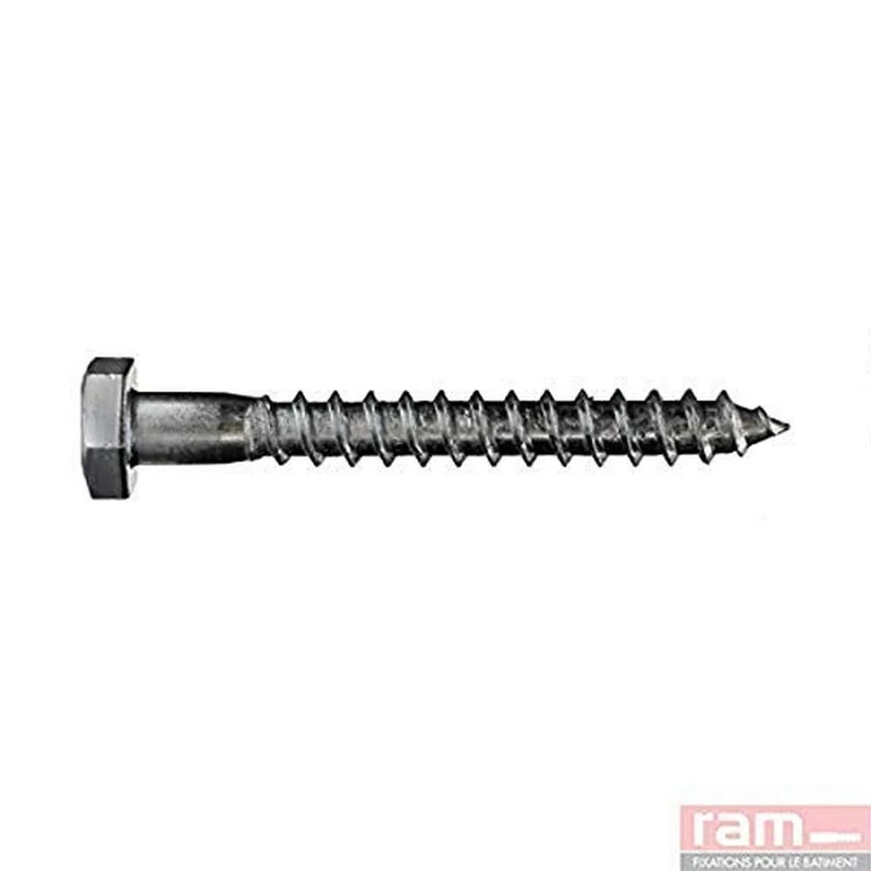 Galvanised Steel Coach Screw, 10 mm x 140 mm, Grey, Box of 50