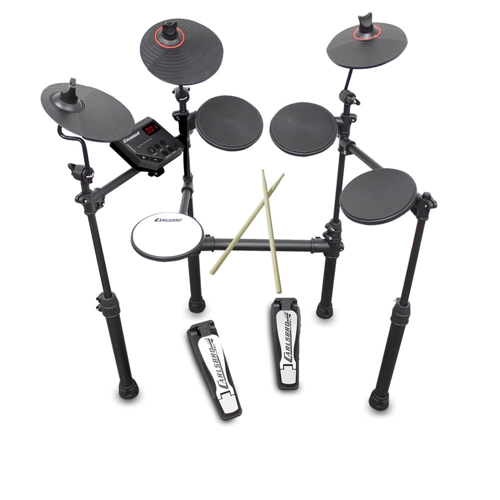 Carlsbro CSD100R 7-Piece Beginner Electronic Drum Kit with Sticks – Ideal Starter Electronic Drum Kit for Adults & Kids, Compact & Foldable with 50 Lessons Included