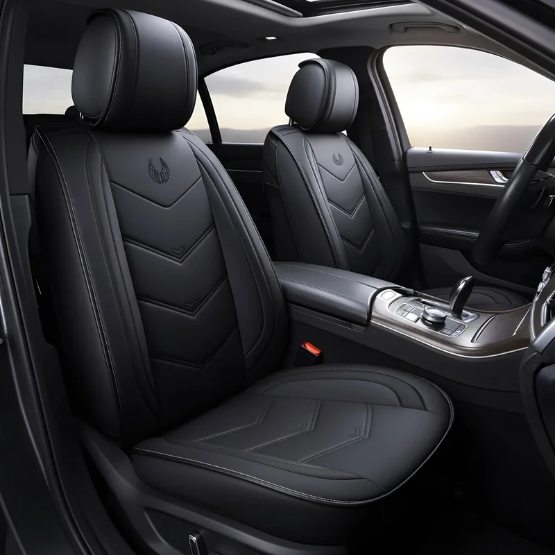 OASIS AUTO Universal Car Seat Covers OS-004. PU Leather Full Set Waterproof seat Cushion. Automobile seat Cover That Fit Most Car and SUV(Honda Toyota Nissan Hyundai Jeep.)