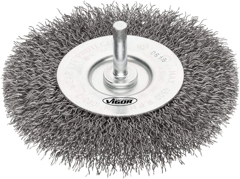 Vigor V6803-100 Wheel Brush Coarse Diameter 100 mm Shaft Diameter 6 mm Silver