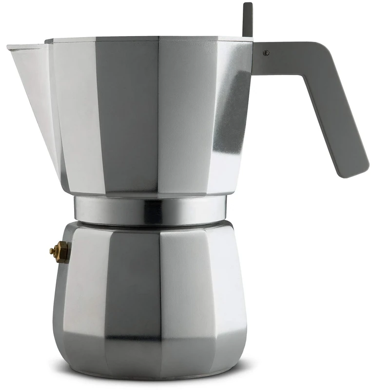Alessi Moka Dc06/9 Fm - Design Espresso Coffee Maker In Aluminium Casting, Handle And Knob In Pa, Grey, 9 Cups