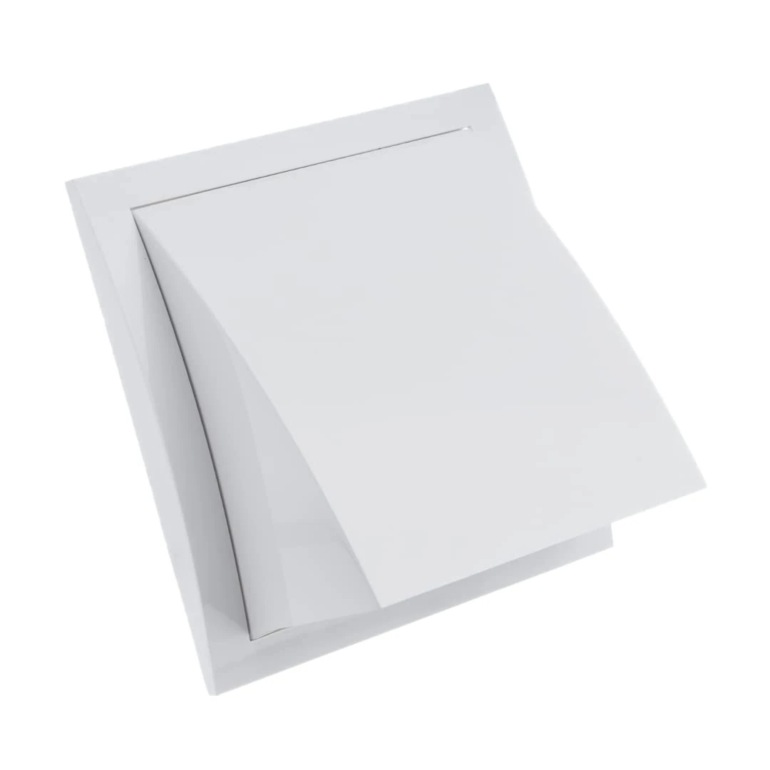 Ø 125mm / 5'' Cowled Duct Cover with Gravity Flap - Ventilation Grille with Rain and Wind Protection - External Air Vent Covers - ABS Plastic White