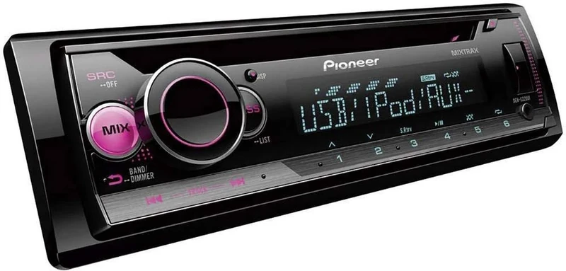 Pioneer DEH-S220Ui 1-DIN CD Tuner with multi colour illumination, USB, Spotify, compatible with Apple and Android devices.