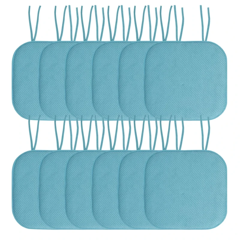 Sweet Home Collection Non Skid Rubber Back Rounded Square 16" x 16" Seat Cover, Polyurethane Memory Foam, Teal, 12 Count (Pack of 1)