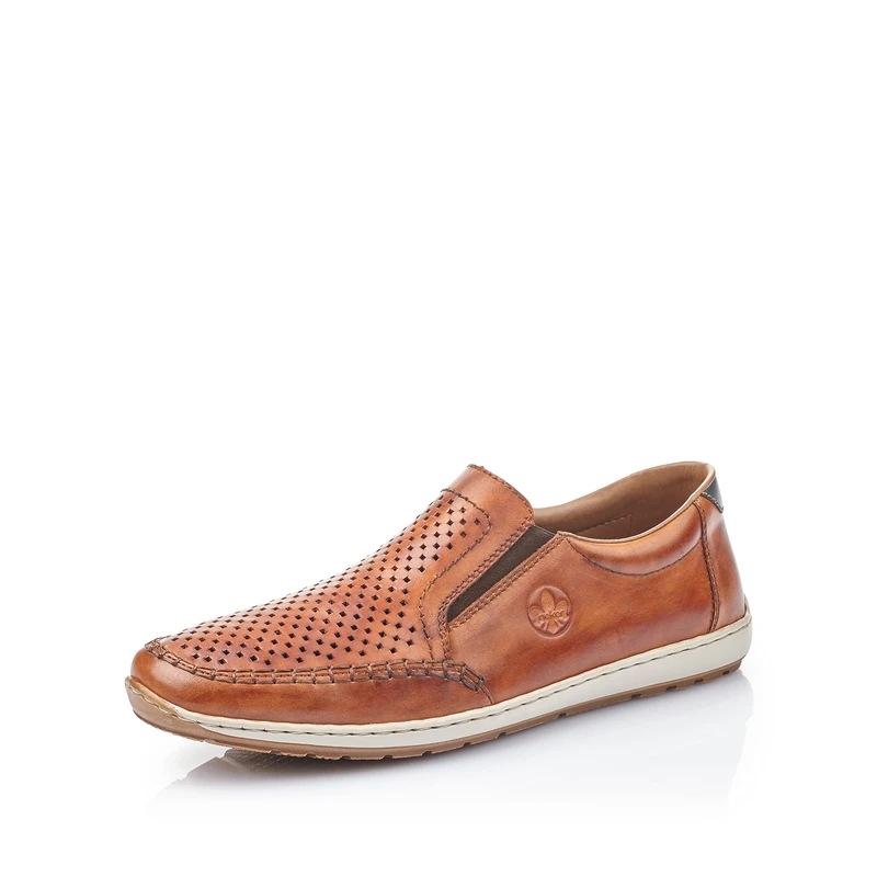 Rieker Mens Loafer Style Shoes 08868-24 - Brown Leather - UK Size 9 - EU Size 43 - US Size 10