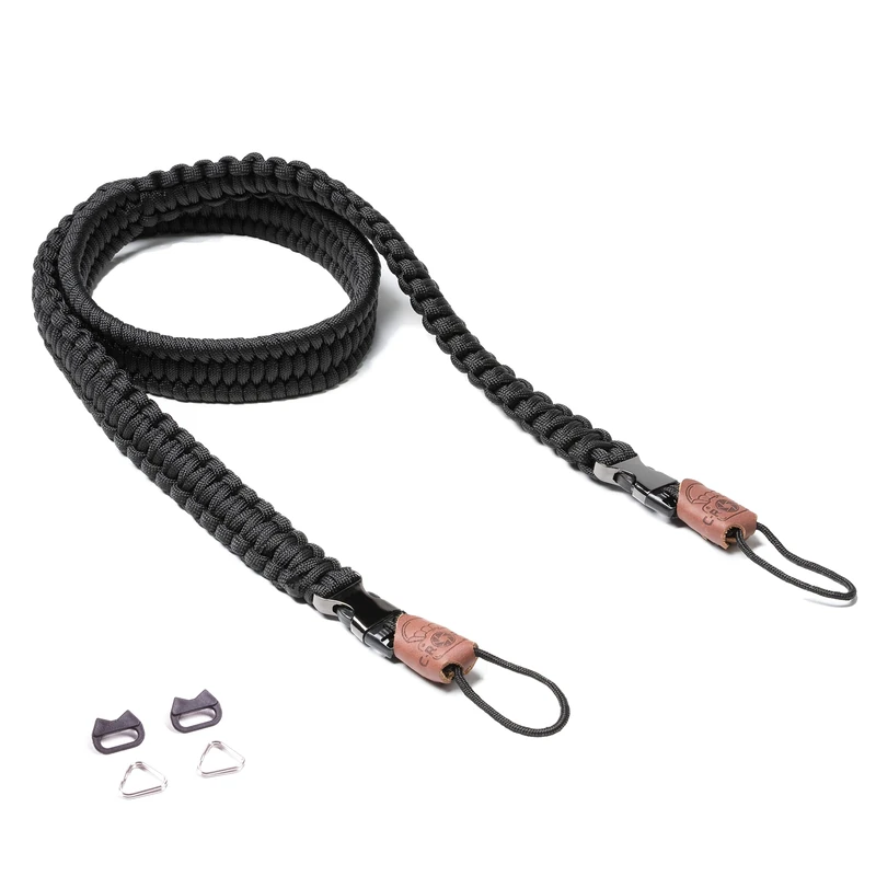 C-Rope The Traveler Camera Strap Hand-Woven Paracord Shoulder Strap with Quick Release 100 cm Black