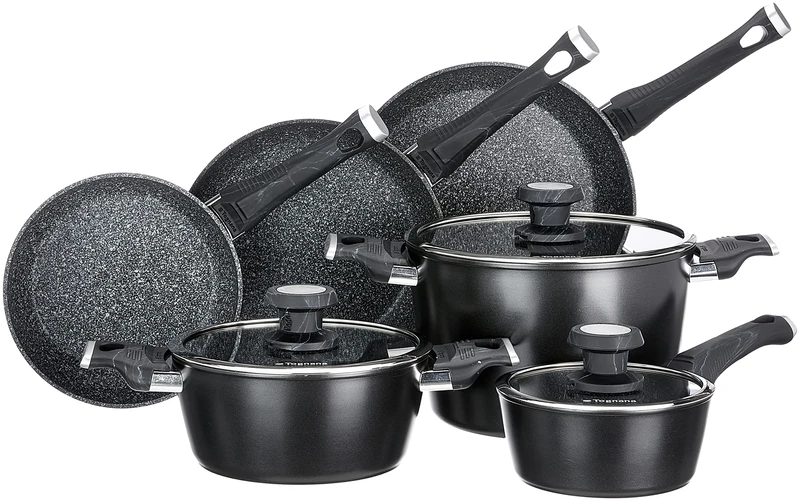 Tognana WS79109SPHA Sphera Cookware Set, Aluminium Stainless Steel Glass
