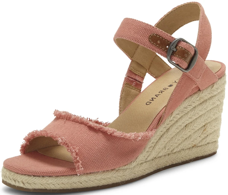 Lucky Brand Women's MINDRA Espadrille Wedge Sandal, Coral, 6 UK