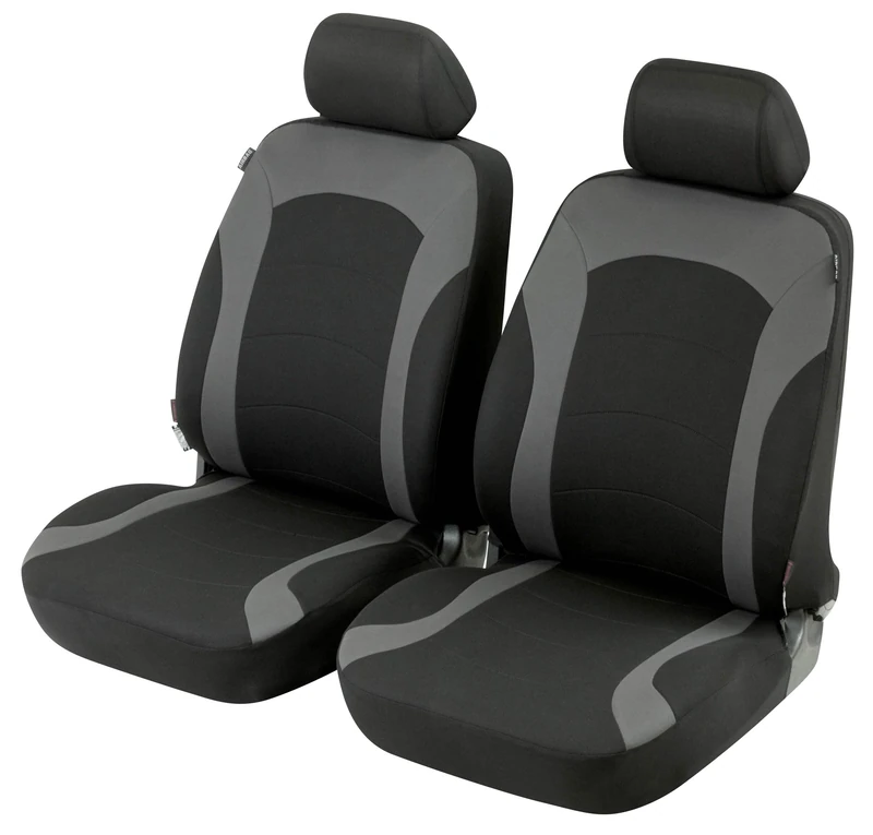 Walser Inde Car Seat Cover with Zip, 2 Front Seat Covers, Zipp-IT Seat Covers, Universal Car Seat Covers, Car Seat Protector, Black/Grey