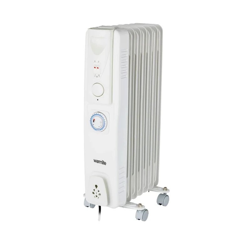 Warmlite WL43003YTW 7-Fin Oil Radiator - 1500W, Thermostat, 24h Timer