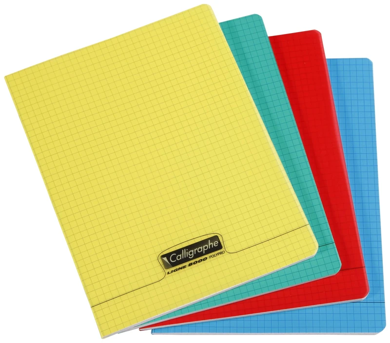 Calligraphe 18050C Set of 10 Stapled Notebooks (Clairefontaine) - A4 21x29.7cm - 96 Seyes TriColoure Pages - White Paper 90g - Transparent Cover Random Colours