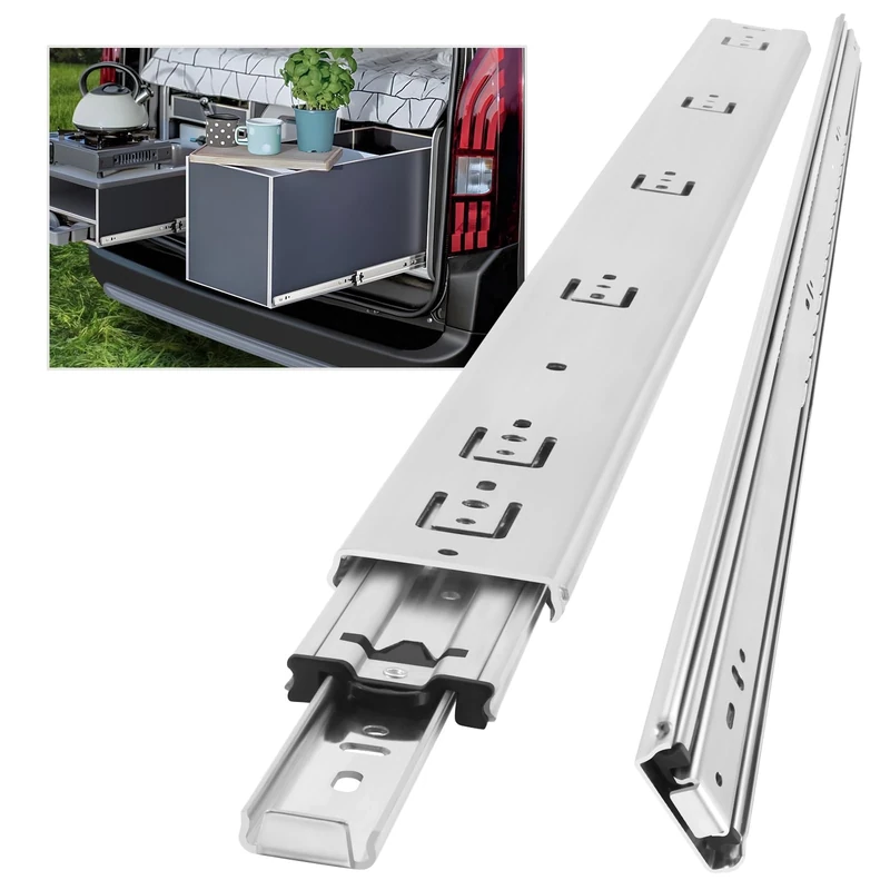 AOLISHENG Heavy Duty Drawer Runners 950mm 50Kg Load Capacity Heavy Duty Drawer Slides Ball Bearing Draw Runners, Full Extension Draw Sliding Rails Sliders Side Mount 1 Pair, 38 inch Without Lock