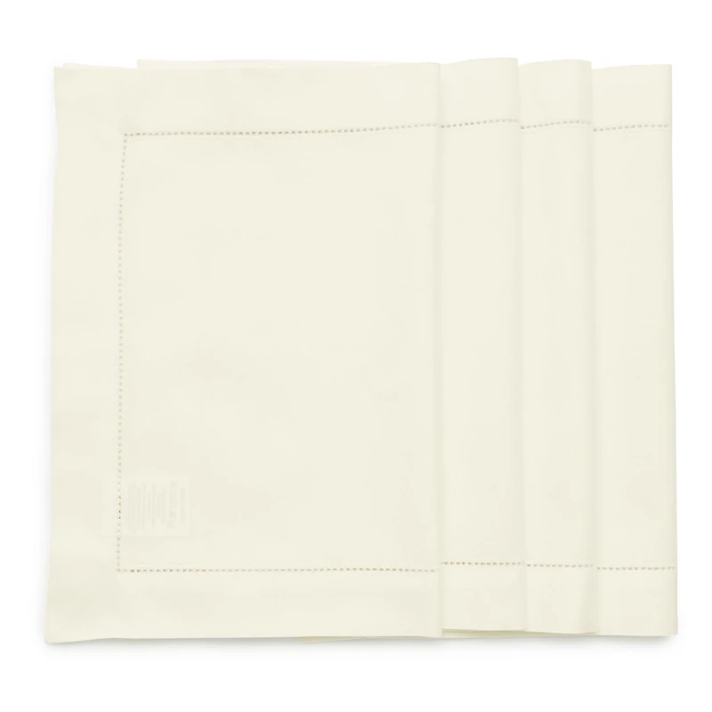Solino Home Ivory Placemats Set of 4 - Cotton Linen Hemstitch Fabric Placemats 14 x 19 Inch for Spring, Summer - Image 1