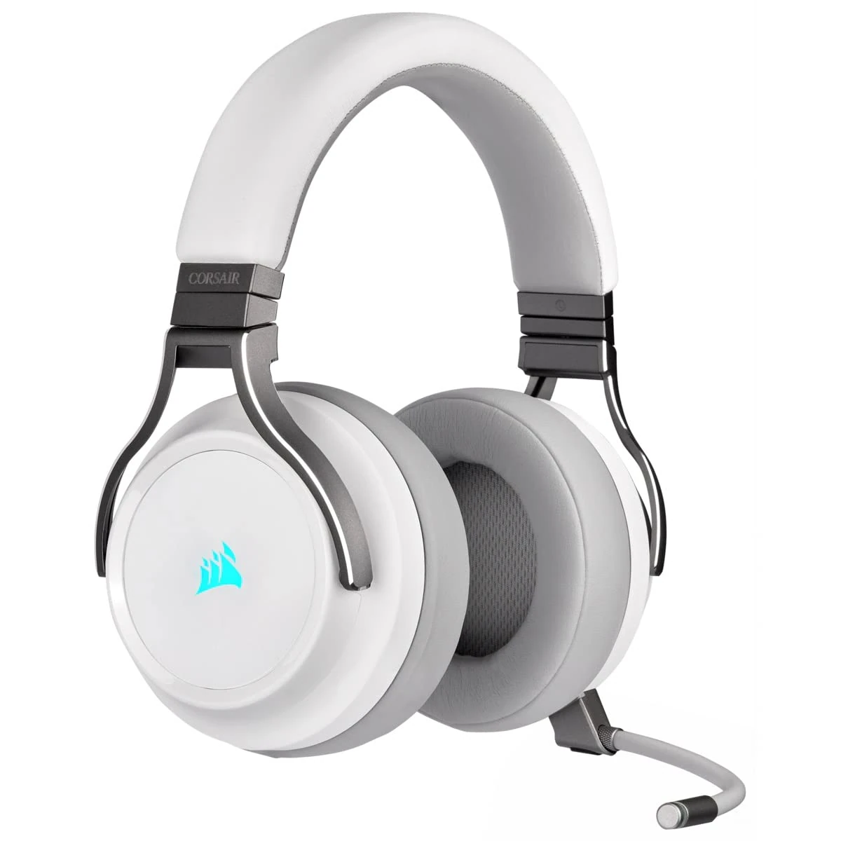 CORSAIR VIRTUOSO RGB WIRELESS High–Fidelity Gaming Headset – 7.1 Surround Sound – Detchable Omni-Directional Microphone – iCUE Compatible – PC, Mac, PS5, PS4, Nintendo Switch, Mobile – White