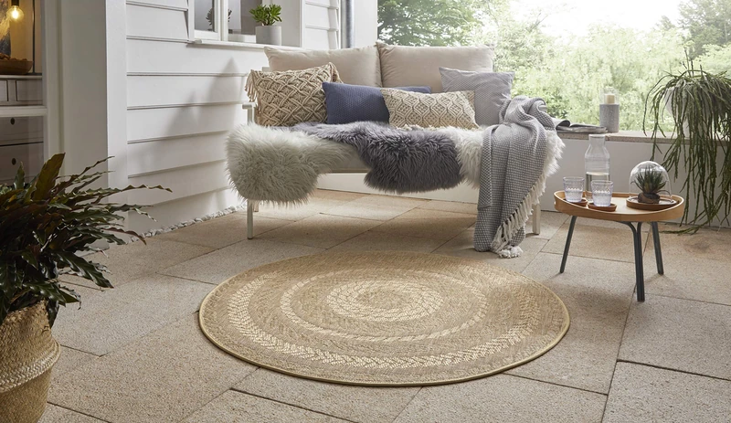 bougari Almendro Indoor and Outdoor Rug, Beige Brown, ø 160 cm - Image 1