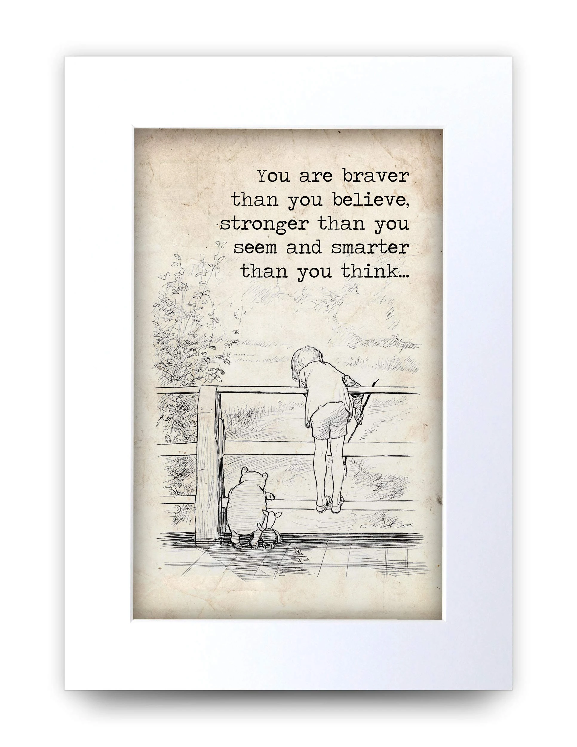 HWC Trading Winnie the Pooh Braver Stronger Smarter A4 Printed Quote Nursery Print Baby Shower Room Gifts New Born Bedroom Gift Print Photo Picture Display