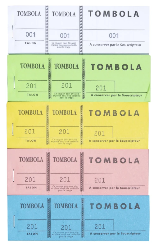 Exacompta - Ref. 96500E - Box of 100 Raffle Blocks 3-Part Including 2 Detachable 100 Sheets - for Cloakrooms, Sweepstakes, Parties, Salons - Format 4.8 x 15 cm - Assorted Colours - Image 1