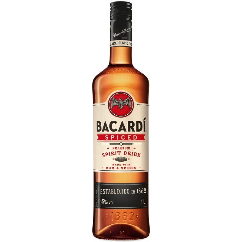 BACARDÍ Spiced, 35% ABV, 100cl / 1l, Premium Spirit Drink Made with Barrel-aged Rum, Blended with Natural Flavours and Spices