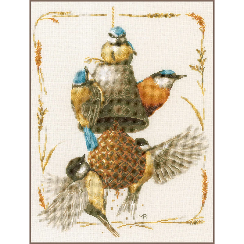 Lanarte PN-0171765 MB Bird House II Counted Cross Stitch Kit, Cotton, Multi-Colour, Approx. 30 x 39 cm / 12 x 15.6 inches. - Image 1