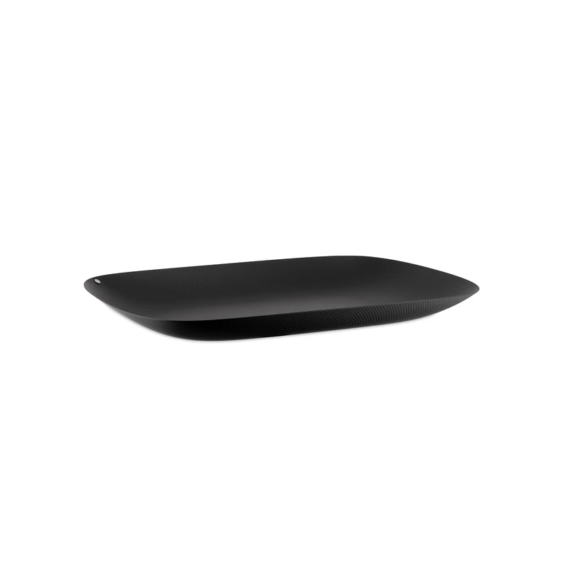 Alessi Moiré Mw70 Bt - Design Rectangular Tray In Steel Coloured With Epoxy Resin, Black With Relief Decoration