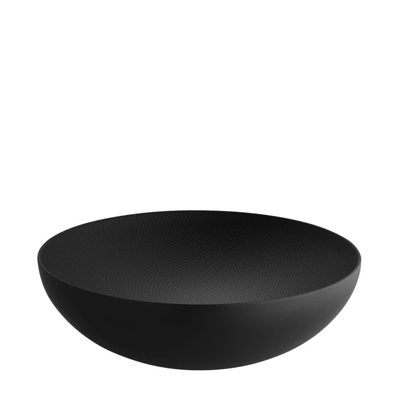 Alessi Double Dul02/25Bt - Design Double Wall Bowl in Steel Coloured with Epoxy Resin, Black with Relief Decoration