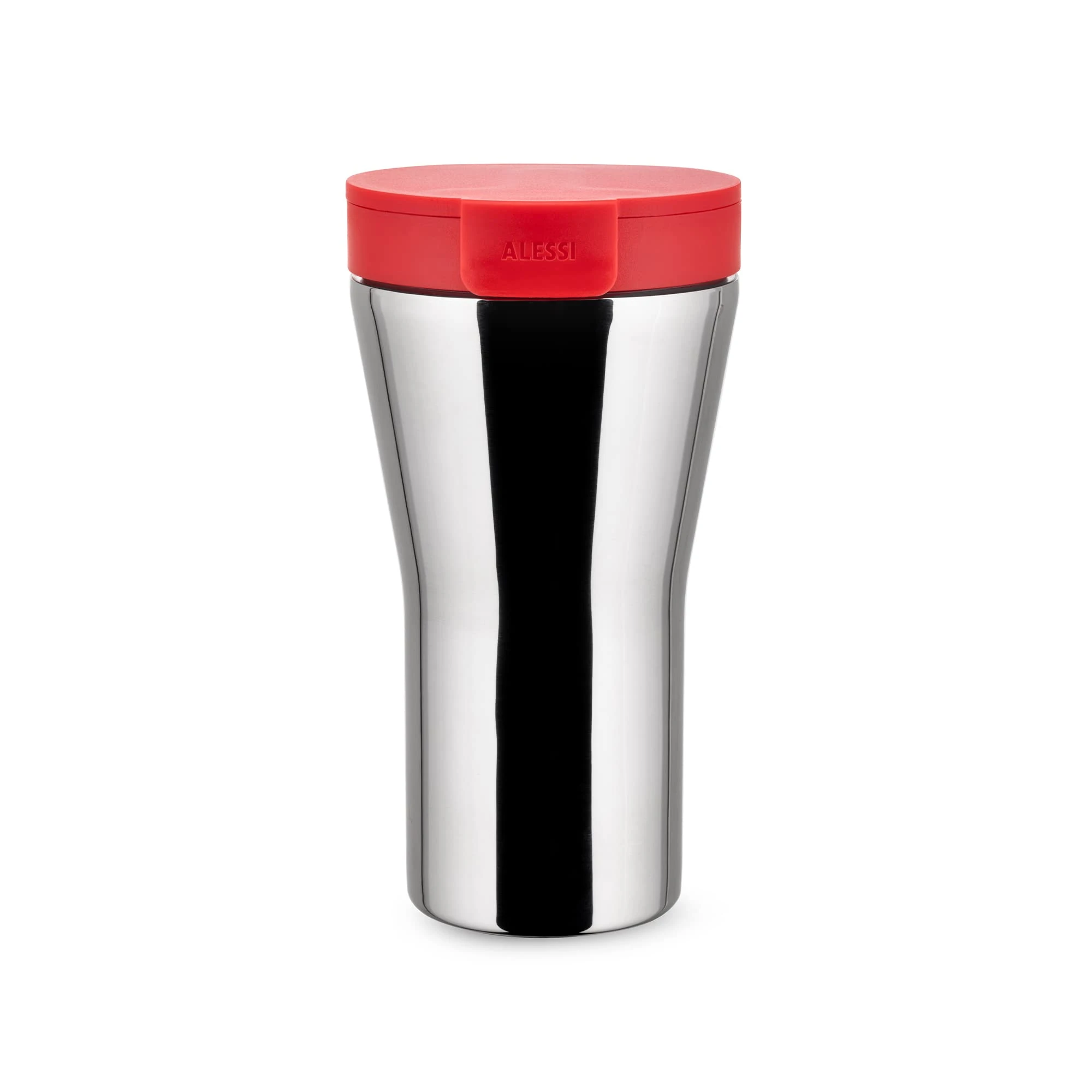 Alessi Caffa Gia24 R-Design Double Wall Travel Mug in 18/10 Stainless Steel and Thermoplastic Resin, Red