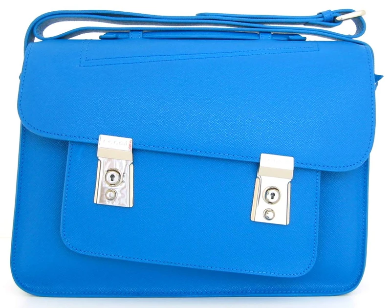 Noomi Ester Bag, Professional Genuine Leather Messenger Bag, 39 cm, Azure (Blue) - 1085PPZL11 - Image 1